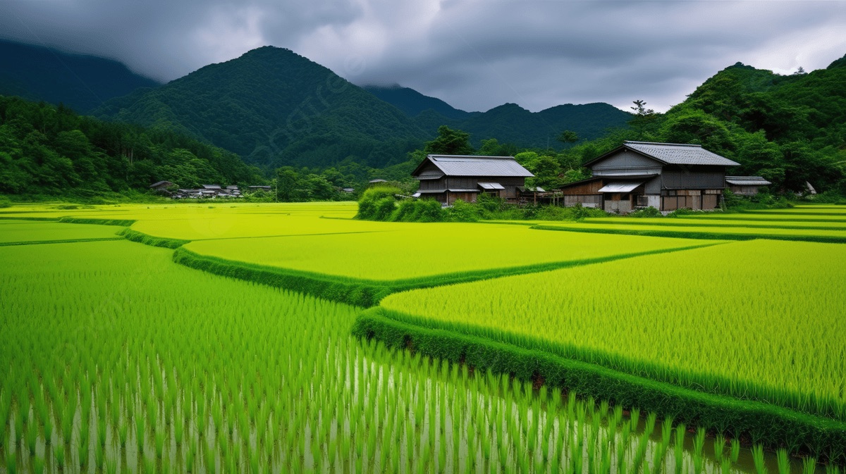 Rice fields and mountains in Malaysia